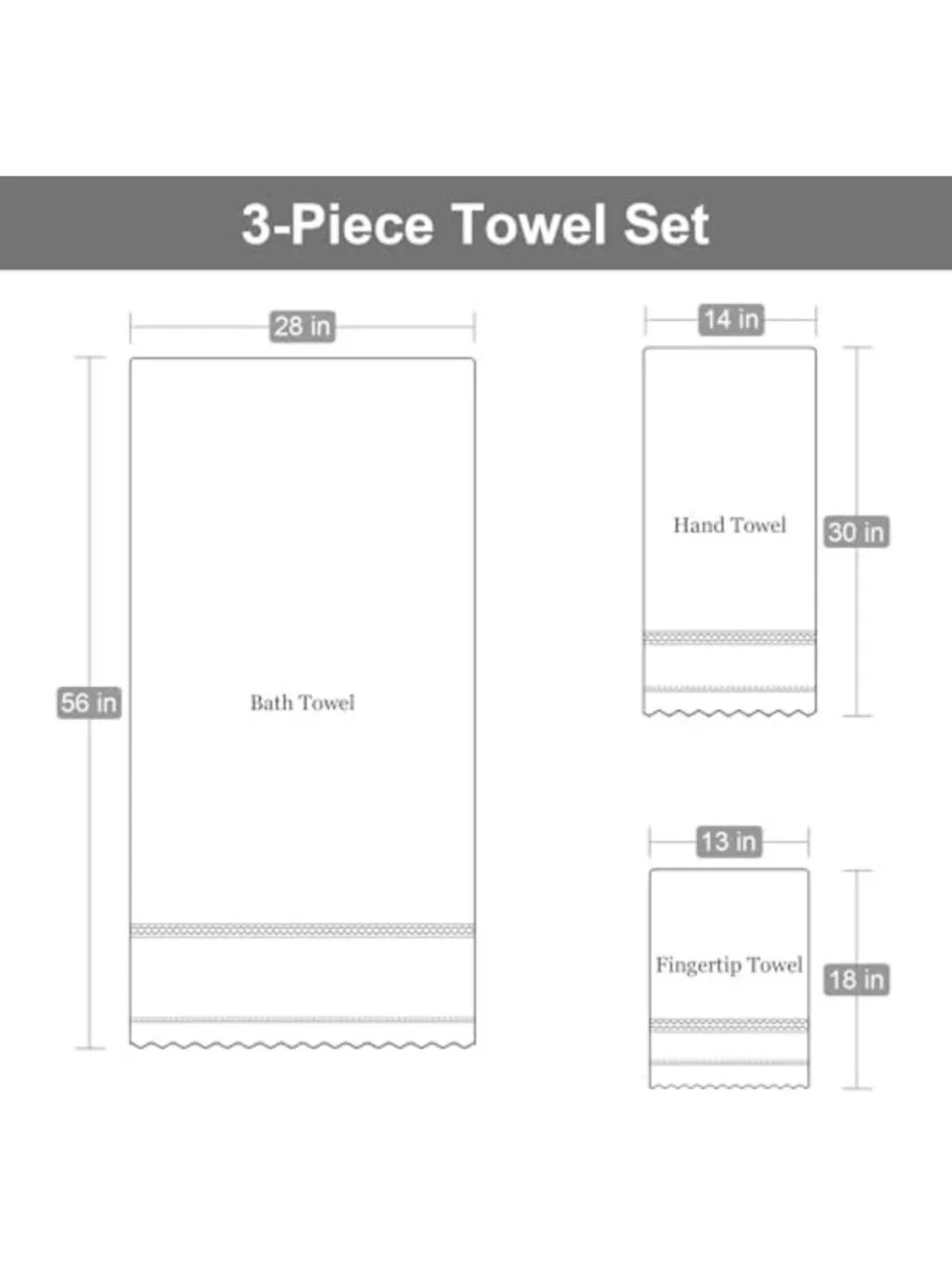 Luxury Cotton Bath Towel Set - 3 Piece Damask Design, Soft & Absorbent, Red